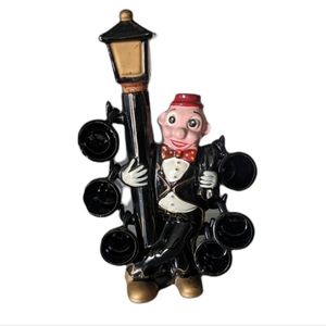 Vintage Lamppost Ceramic Figure Decanter with 6 Cups